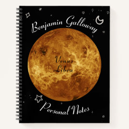Venus Libra Monogram Cosmic Typografy Cool Notizbuch