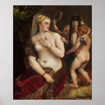 Venus mit einem Spiegel von Tizian - Poster