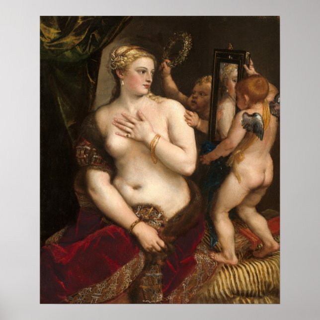 Venus mit Mirror - Tizian Art Poster (Vorne)