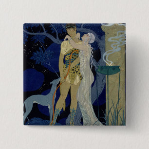 Venus und Adonis (Farbelitho) Button