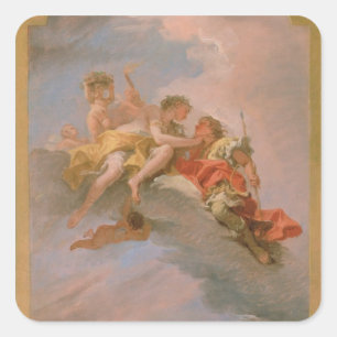 Venus und Adonis (Öl auf Leinwand) Quadratischer Aufkleber