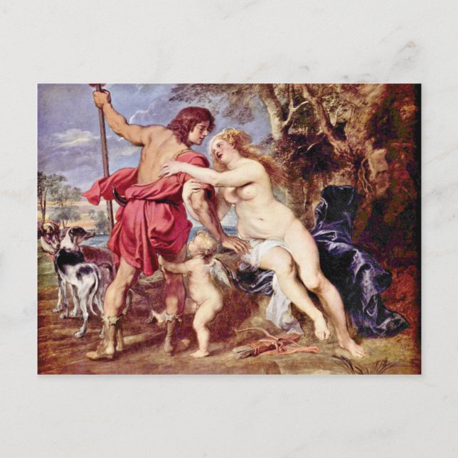 Venus und Adonis von Rubens Peter Paul Postkarte (Vorderseite)