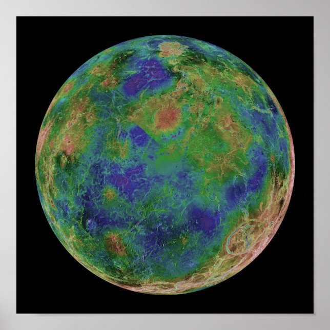 Venus, zentriert auf dem Südpol Poster (Vorne)