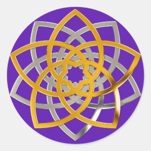 Venusblume Duo Gold Silver   violett Runder Aufkleber