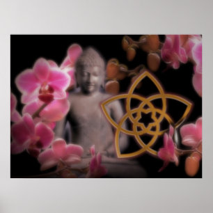 VENUSBLUME mit Buddha & Orchidee Poster