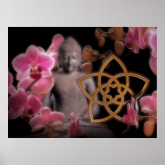 VENUSBLUME mit Buddha & Orchidee Poster (Vorne)