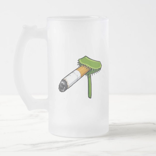 Venusfliegenfallen-Pflanze mit Zigarette Mattglas Bierglas (Links)