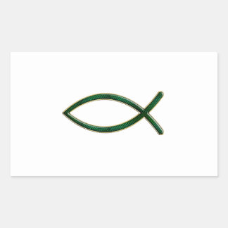 ver 01 - Jesus Fish - Kleiner Hintergrund Rechteckiger Aufkleber