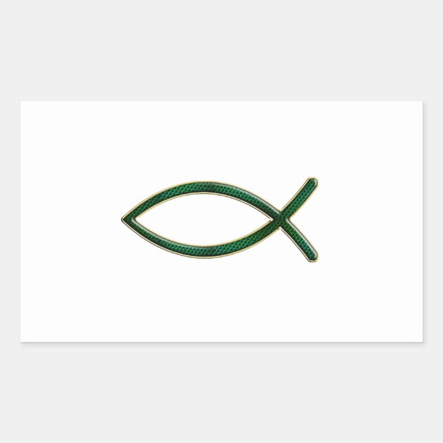ver 01 - Jesus Fish - Kleiner Hintergrund Rechteckiger Aufkleber (Vorderseite)