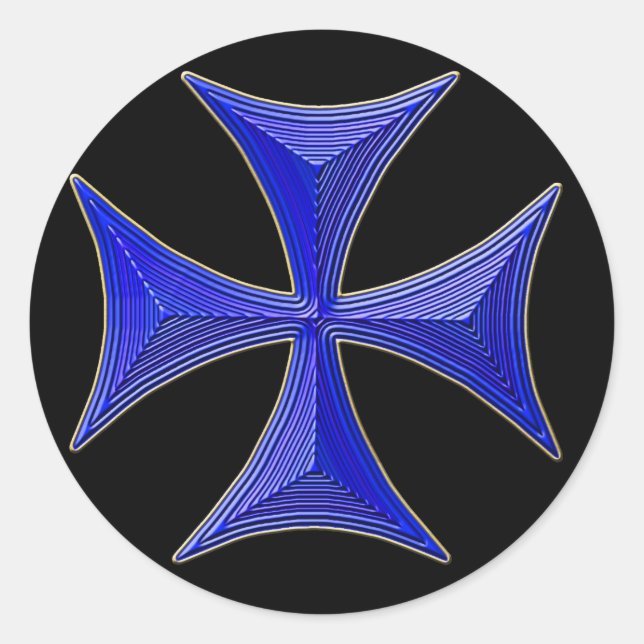 ver 01 knights templar cross - schwarzer Hintergru Runder Aufkleber (Vorderseite)