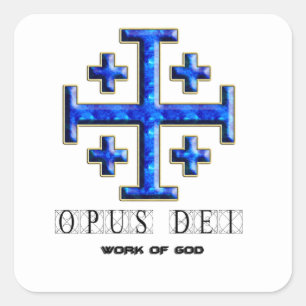 Ver 4 - Jerusalem-Kreuz - Opus Dei - Schluss Quadratischer Aufkleber