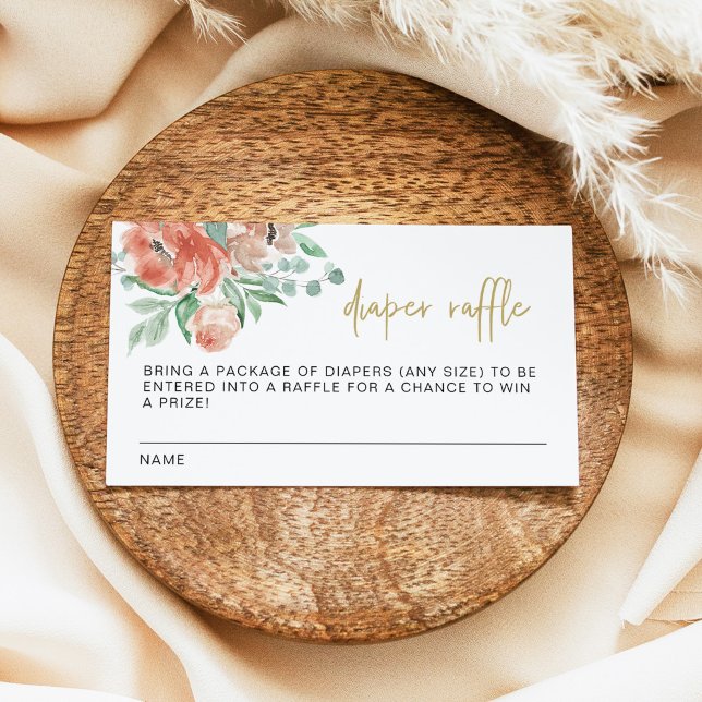 VERA Greenery Terracotta Floral Diaper Raffle Card Platzkarte (Von Creator hochgeladen)