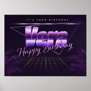 Vera Nom Vorname lila retro Poster Geburtstag
