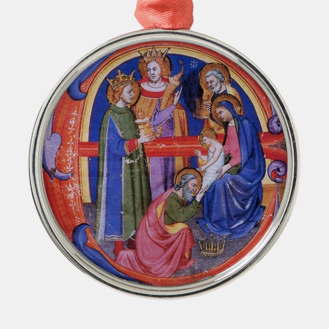 VERABSCHIEDEUNG DES NATIVITÄTSPARCHMENTS VON MAGI  SILBERNES ORNAMENT (Vorne)