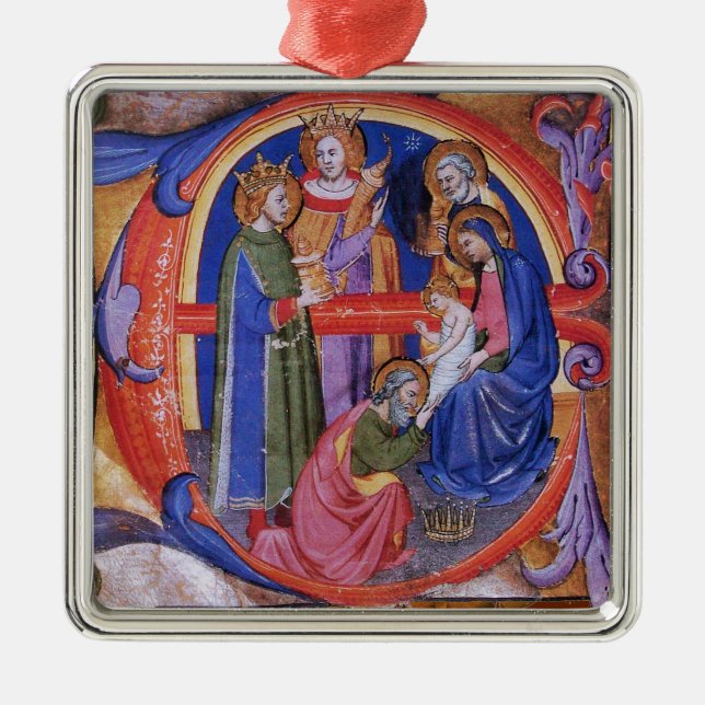 VERABSCHIEDEUNG DES NATIVITÄTSPARCHMENTS VON MAGI  SILBERNES ORNAMENT (Vorne)