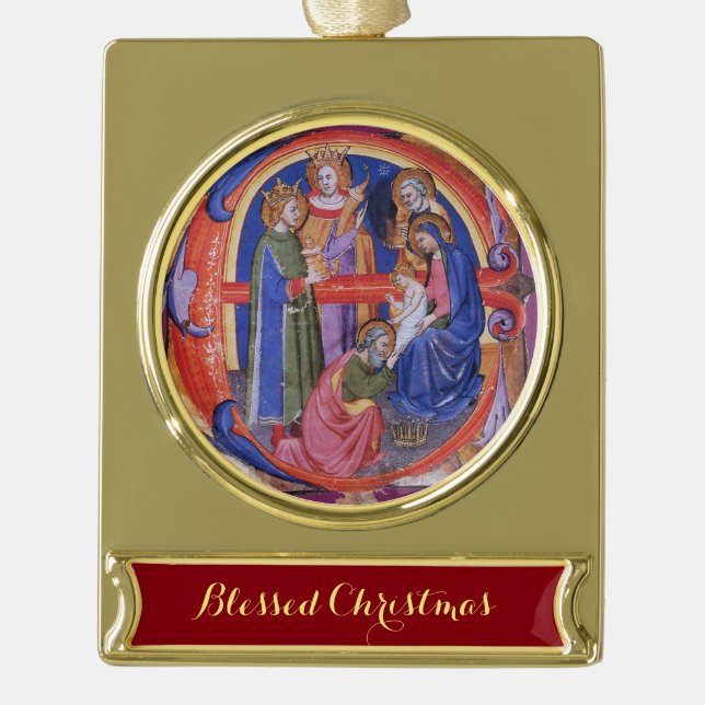 VERABSCHIEDEUNG DES PARCHMENTS DER MAGI-NATIVITÄT Banner-Ornament GOLD (Vorderseite)