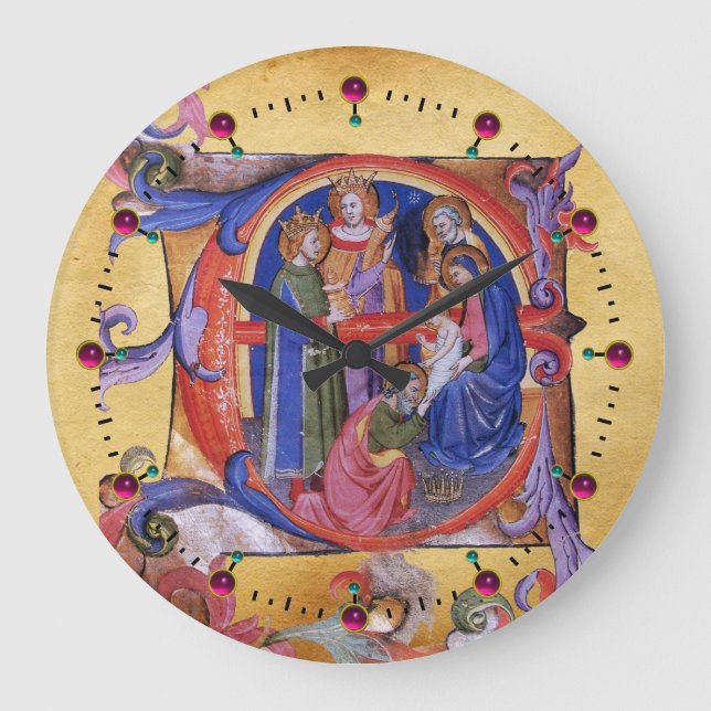 VERABSCHIEDEUNG DES PARCHMENTS DER MAGI-NATIVITÄT GROßE WANDUHR (Vorderseite)
