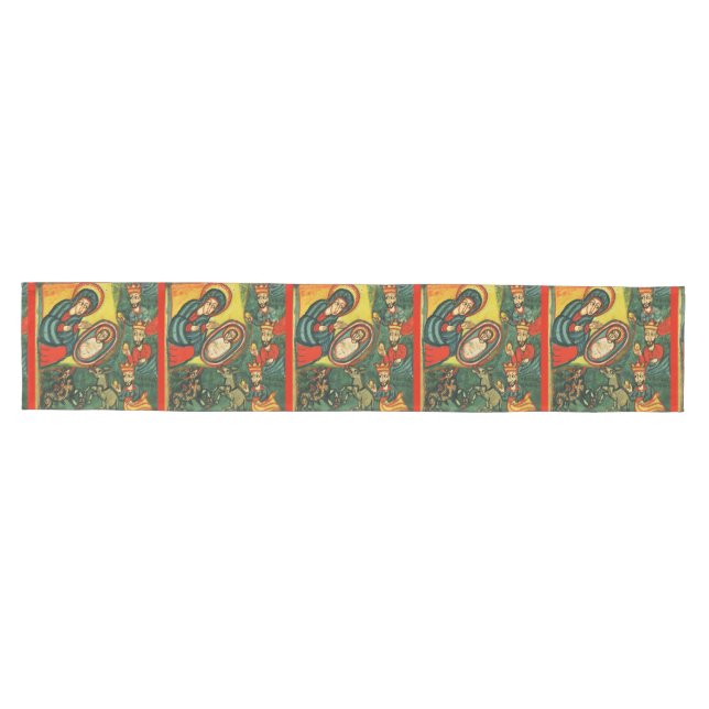 VERABSCHIEDEUNG VON MAGI "PRIMITIVE NATIVITÄT Weih Mittelgroßer Tischläufer (Horizontal)