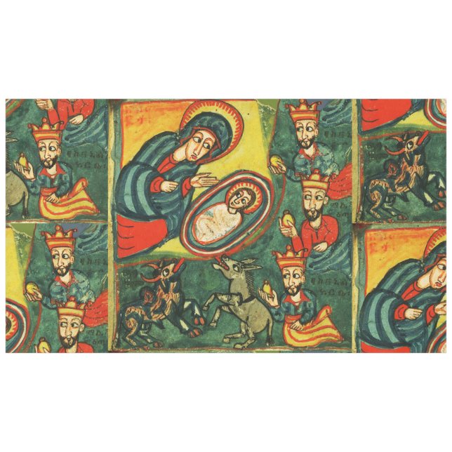 VERABSCHIEDEUNG VON MAGI "PRIMITIVE NATIVITÄT Weih Tischdecke (Vorderseite (Horizontal))