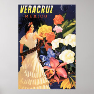 VÉRACRUZ MEXICO Poster Vintage voyage de danse pou