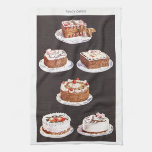 Veralteter Dessert-Torten-Frosting-Dekorationsplan Geschirrtuch