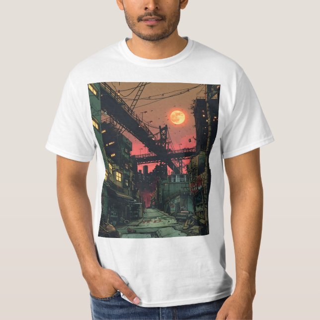 Veraltetes Comic - Stadt T-Shirt (Vorderseite)