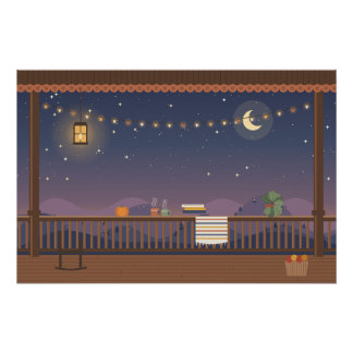 Veranda-Stunde bei Dämmerung Glänzendes Poster