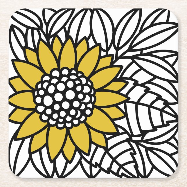 VERÄNDERTE SONNENBLUME RECHTECKIGER PAPPUNTERSETZER (Vorderseite)