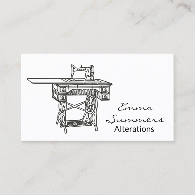 Veränderungen der Vintagen antiken Nähmaschine Visitenkarte (Vorderseite)