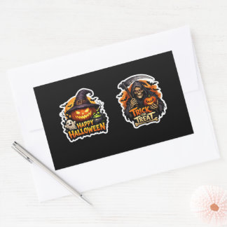 💀🎃 Verängstigter Sensenmann – Erschreckendes Hal Rechteckiger Aufkleber