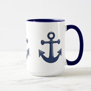 Verankert blaues Seeboot 3 Segeln-Thema Tasse