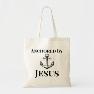 Verankert durch Jesus, modern, schlicht, minimal, Tragetasche