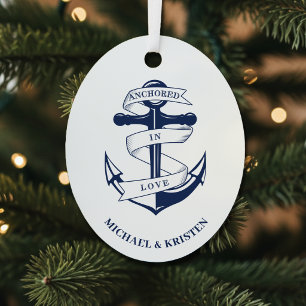 Verankert in der Liebe Marine Blau Anker Weihnacht Ornament Aus Metall