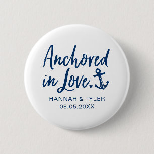 Verankert in der Liebe Strandnautische Hochzeit Button