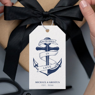 verankert in der Liebe Weißes Nautikanker Hochzeit Geschenkanhänger