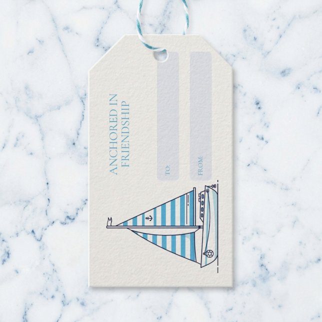 Verankert in Freundschaft Geschenkanhänger (Celebrate friends with nautical style.)
