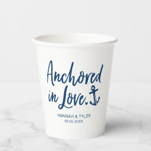 Verankert in Liebe Beach Nautical Wedding Paper Cu Pappbecher