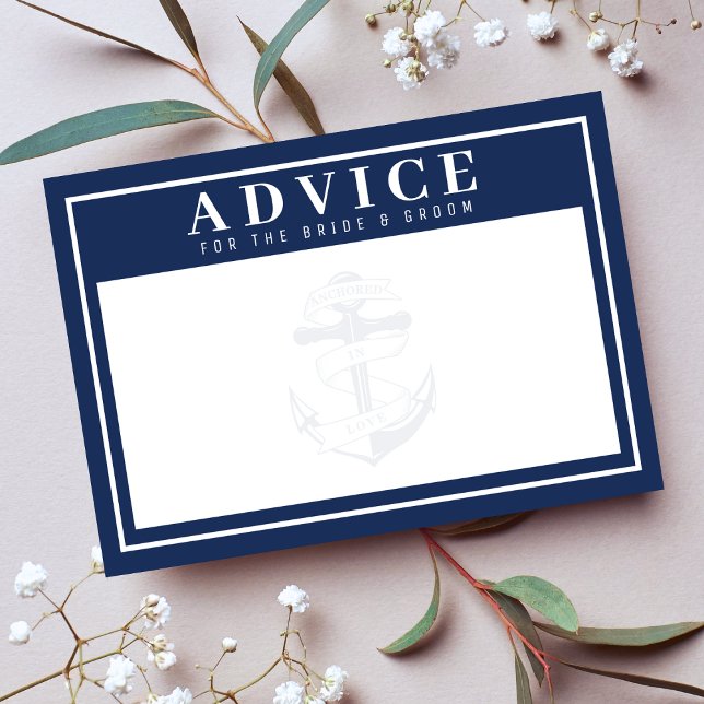 Verankert in Liebe Blue Anchor Wedding Advice Begleitkarte (Anchored in Love Blue Anchor Wedding Advice Enclosure Card
)