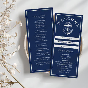 Verankert in Liebe Nautical Blue Anchor Hochzeit Programm
