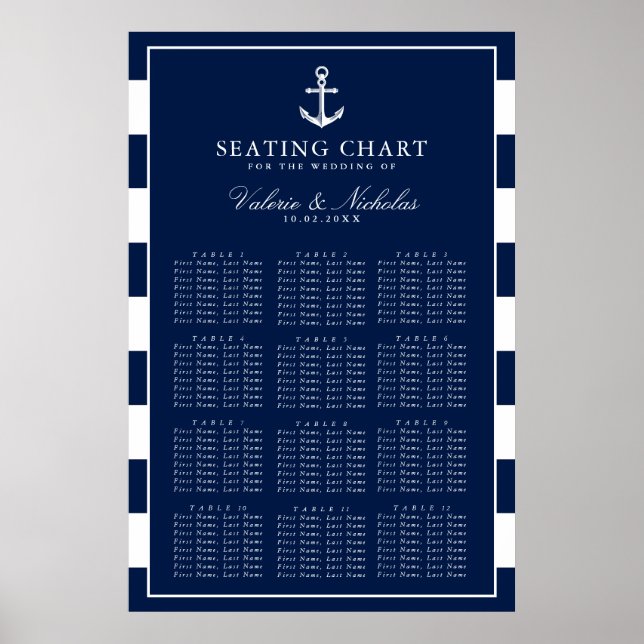 verankert | Nautische Hochzeit | Seekarte Poster (Vorne)