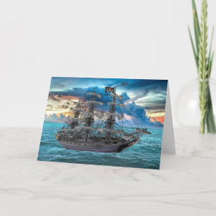 VERANKERTES PIRATENSCHIFF BEI SONNENUNTERGANG KARTE