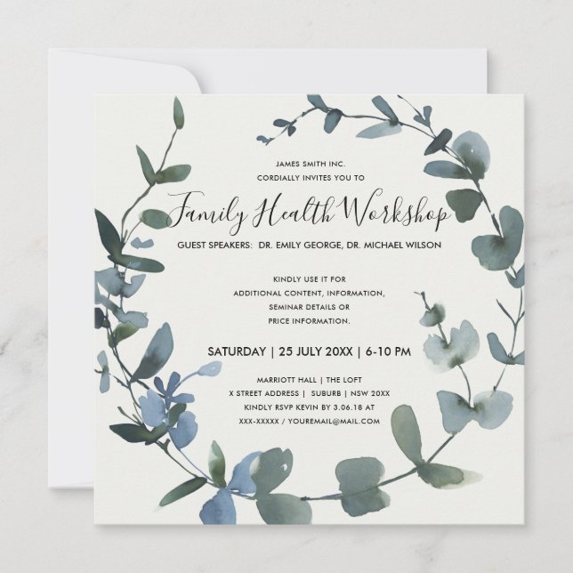 VERANSTALTUNG DES GREEN FOLIAGE EUCALYPTUS WREATH  EINLADUNG (Vorderseite)