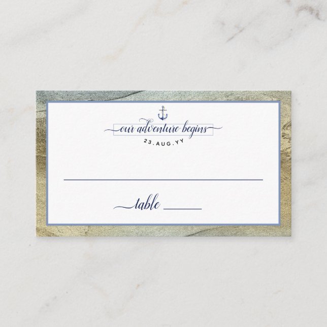 Veranstaltung Hochzeit #Nautical Blue & Gold #Anch Platzkarte (Vorderseite)