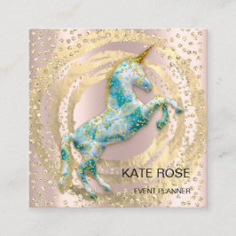Veranstaltungsplaner Music Media Blue Unicorn Circ Quadratische Visitenkarte