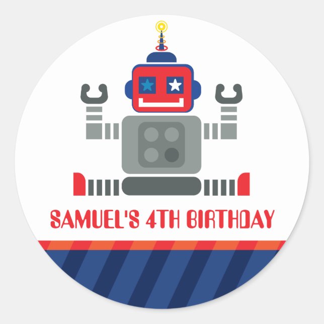 VERANSTALTUNGSSTÜCK :: Roboter 3 Runder Aufkleber (Vorderseite)
