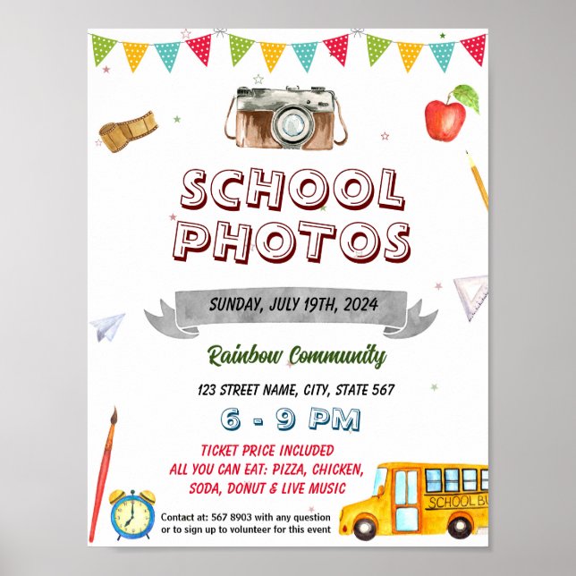 Veranstaltungsvorlage für Fotos in Schulen Poster (Vorne)