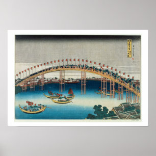 Verarbeitung über eine Brücke (Farbwoodblock-Druck Poster