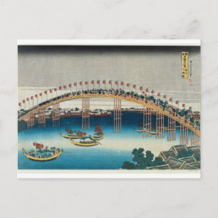 Verarbeitung über eine Brücke (Farbwoodblock-Druck Postkarte