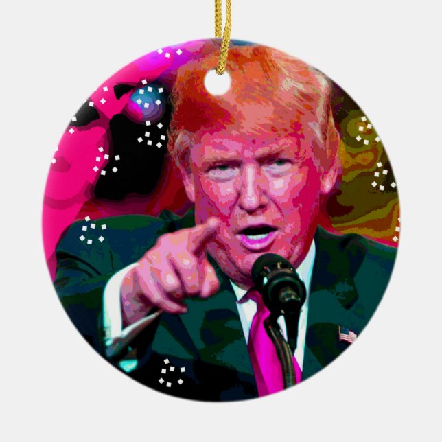 Verärgerte Donald Trump"Fake-Nachrichten-" Keramikornament (Vorne)