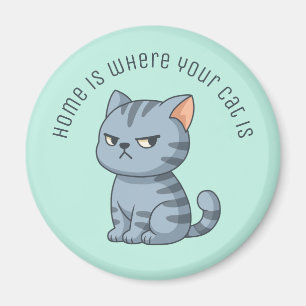 Verärgerte Graue Tabby-Katze Benutzerdefinierter T Magnet
